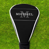 Elegant Zwart Zilver Monogram Aangepaste Naam Golfheadcover