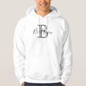 Elegant Zwart Zilver Monogram Aangepaste Naam Hoodie (Voorkant)