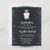 Elegant Zwart Zilver Sparkle Tandheelkundig Afstud Kaart (Voorkant)