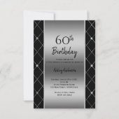 Elegant Zwart & Zilver Verjaardag Kaart (Voorkant)