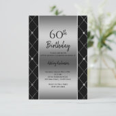 Elegant Zwart & Zilver Verjaardag Kaart (Staand voorkant)