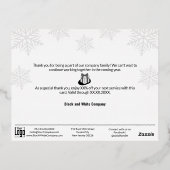 Elegant Zwart Zilver Winter Sneeuwvlok Business Folie Feestdagen Briefkaart (Achterkant)