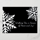Elegant Zwart Zilver Winter Sneeuwvlok Business Folie Feestdagen Briefkaart (Voorkant)