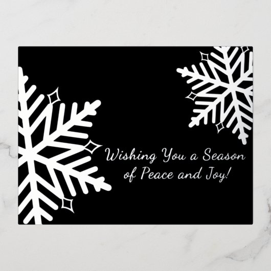 Elegant Zwart Zilver Winter Sneeuwvlok Business Folie Feestdagen Briefkaart (Voorkant)