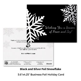 Elegant Zwart Zilver Winter Sneeuwvlok Business Folie Feestdagen Briefkaart