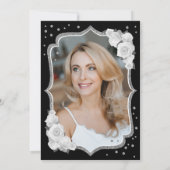 Elegant Zwart Zilver Wit Foto 50e Verjaardag Kaart (Achterkant)