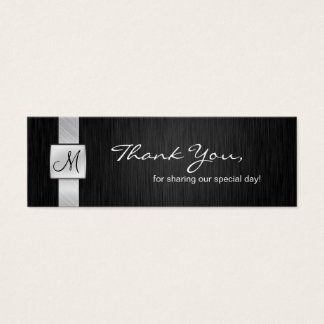 Elegant zwart & zilveren bruiloft dank u Labels Mini Visitekaartjes