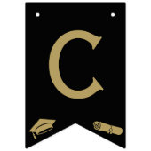 Elegant zwart, zilvergoud Afstudeerder Gefelicitee Vlaggetjes (Eerste vlag)