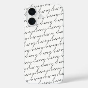 Elegant zwart zwart wit lettertype iPhone 16 hoesje