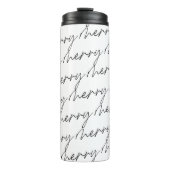 Elegant zwart zwart wit lettertype thermosbeker (Voorkant)