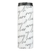 Elegant zwart zwart wit lettertype thermosbeker (Achterkant)