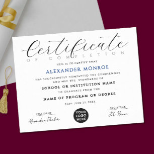Elegant zwartblauw certificaat digitaal diploma poster