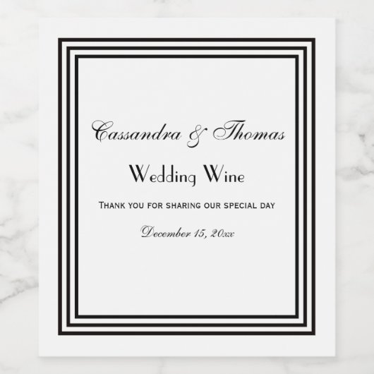 Elegant zwarte 3X-chassis, DIY-achtergrondkleur Wijn Etiket (Enkel label)