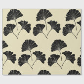 Elegant zwarte beige ginkgo bladeren cadeaupapier (Vlak)