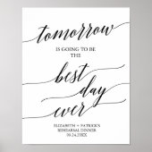 Elegant Zwarte Beste Dag Ooit Rehearsal Diner Bord Poster (Voorkant)