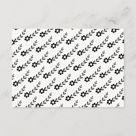 Elegant zwarte bloemen, trougrafie bruiloft informatiekaartje (Achterkant)