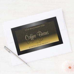 Elegant zwarte bruine beige gradiëntetiketten voor rechthoekige sticker