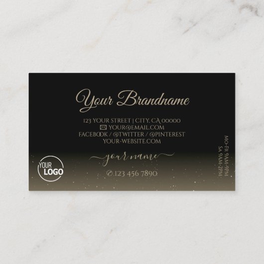 Elegant zwarte bruine mousserende diamanten met Lo Visitekaartje (Achterkant)