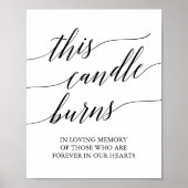 Elegant Zwarte Calligrafie Deze Kaars Brandt Bord Poster (Voorkant)