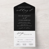 Elegant Zwarte Calligrafie Script Bruiloft All In One Uitnodiging (Binnen)