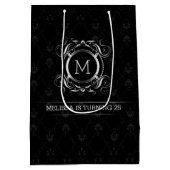 Elegant zwarte dampen met zilverLijst Medium Cadeauzakje (Achterkant)