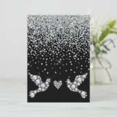 ELEGANT ZWARTE DIAMOND CRYSTAL DOVE WEDING KAART (Staand voorkant)
