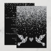 ELEGANT ZWARTE DIAMOND CRYSTAL DOVE WEDING KAART (Voorkant / Achterkant)