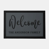 Elegant zwarte donkergrijze familienaam welkom deurmat (Voorkant)