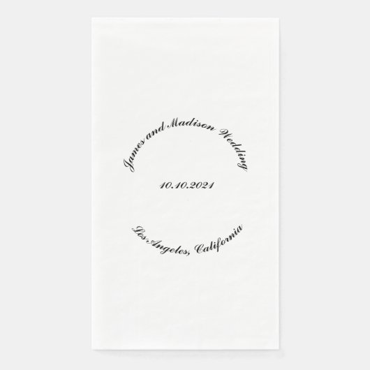 Elegant zwarte douanenaam gebogen manuscriptbruilo servet (Voorkant)