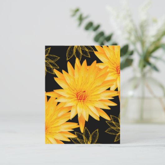 Elegant zwarte en gele lillies - sjabloon briefkaart (Staand voorkant)