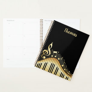 Elegant zwarte en Gold Piano-toetsenbord Planner