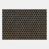 Elegant zwarte en gouden bijen inpakpapier vel (Voorkant 2)