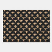 Elegant zwarte en gouden bijen inpakpapier vel (Voorkant)