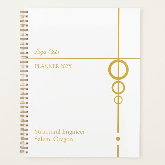 Elegant zwarte en gouden, speciaal gepersonaliseer planner (Voorkant)