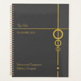 Elegant zwarte en gouden, speciaal gepersonaliseer planner
