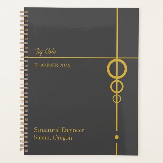 Elegant zwarte en gouden, speciaal gepersonaliseer planner (Voorkant)