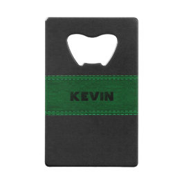 Elegant zwarte en groene lederen creditcard creditkaart flessenopener