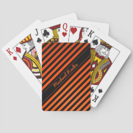 Elegant zwarte en Oranje diagonale strepes naam Pokerkaarten