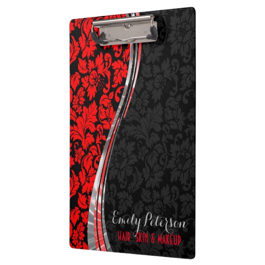 Elegant zwarte en rode Damasjes met zilveraccessoi Klembord (Links)