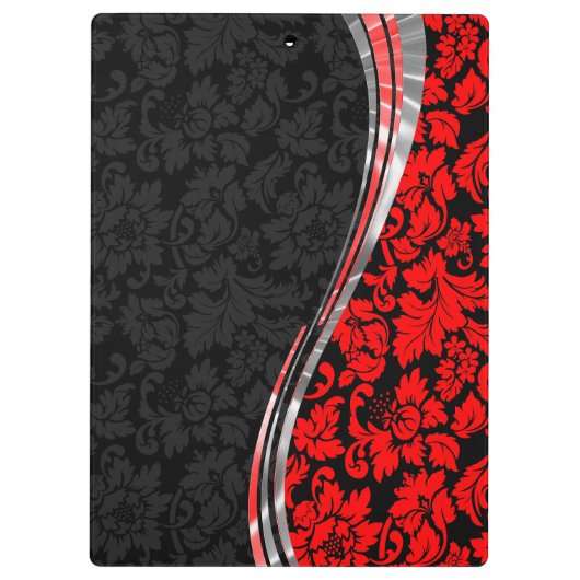 Elegant zwarte en rode Damasjes met zilveraccessoi Klembord (Achterkant)