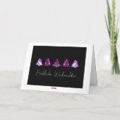 Elegant zwarte en roze kerstboomkaart kaart (Achterkant)