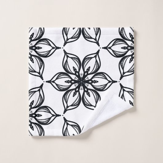 Elegant zwarte en witte bloesems bad handdoek (Wasdoekje)