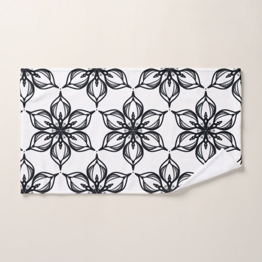 Elegant zwarte en witte bloesems bad handdoek (Handdoek)