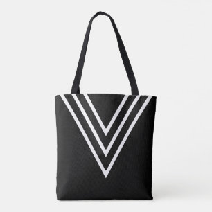 Elegant zwarte en witte geometrische vormen tote bag