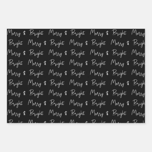 Elegant zwarte en witte kerst inpakpapier vel (Voorkant 3)