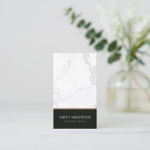 ELEGANT ZWARTE EN WITTE MARBLE TEXTURE PROFESSIONA VISITEKAARTJE (Staand voorkant)