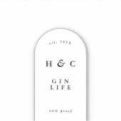 Elegant zwarte en witte moderne flessengte met gin sticker (Voorkant)