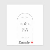 Elegant zwarte en witte moderne flessengte met gin sticker (Vel)