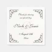 Elegant zwarte en witte monogram bruiloft servette servet (Voorkant)