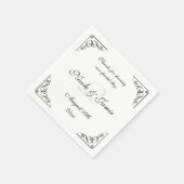 Elegant zwarte en witte monogram bruiloft servette servet (Hoek)